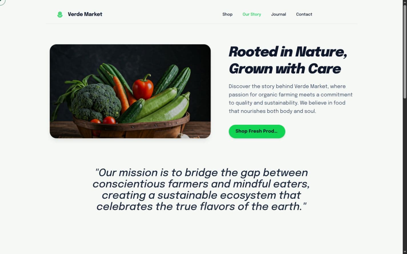 The editorial story interface from the Verde Market concept